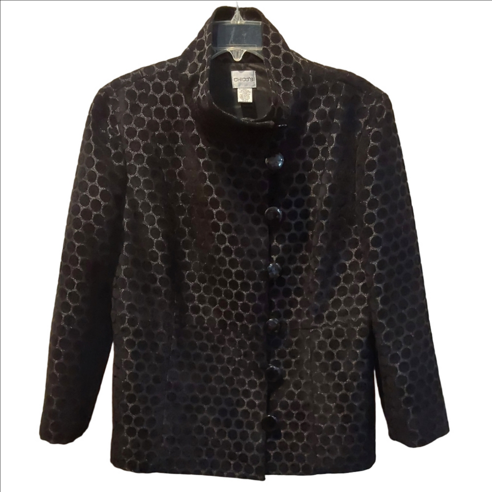 Chico's Black Honeycomb Pattern Blazer